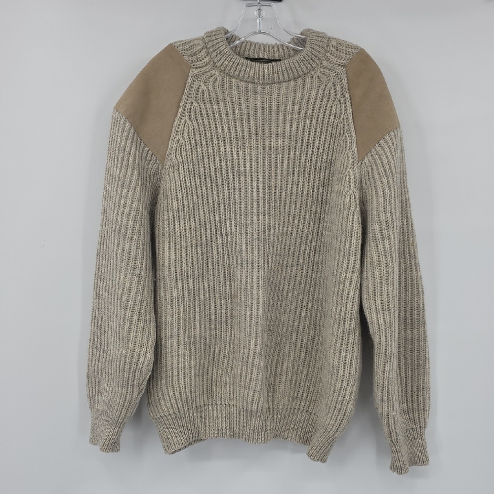 Niffi Made In England Women's Beige Knit Sweater with Tan Accents Size L